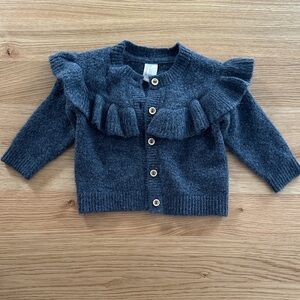 H&M Blue baby Sweater with Ruffle Detail